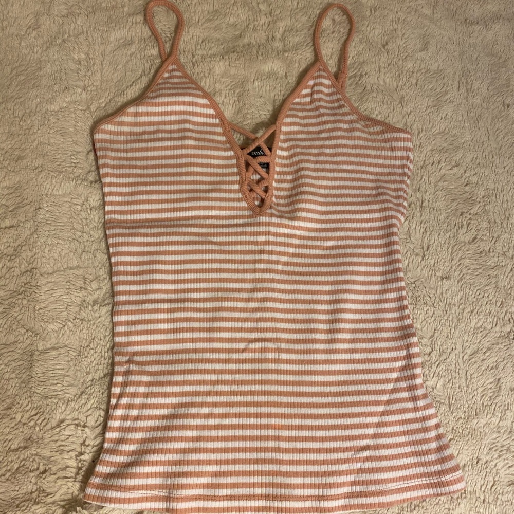 Pink & white stripes tank top